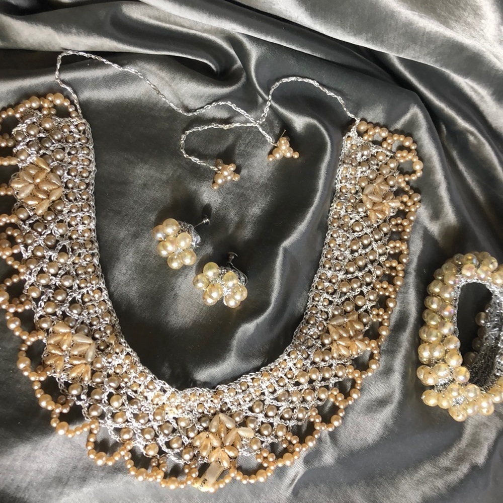 Vintage 50s Necklace Bracelet Earring aurora pearl